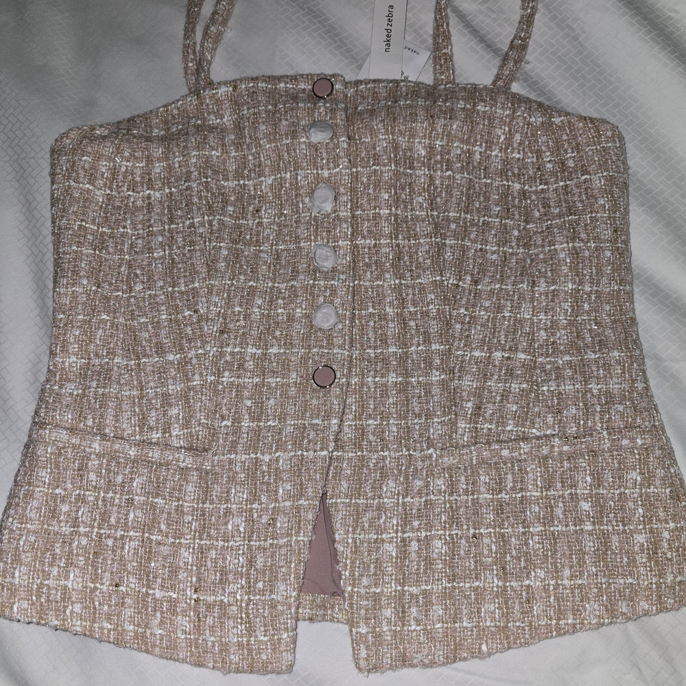 Naked Zebra Tan Tweed Tank Top